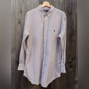 Ralph Lauren Men’s Brown & White Striped Button-Down Shirt
